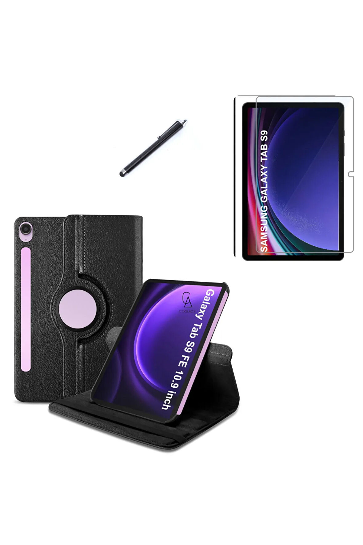 Samsung Galaxy Tab S9 SM-X710 Kılıf Birebir Uyumlu Dönebilen Kılıf + Ekran Koruyucu + Kalem
