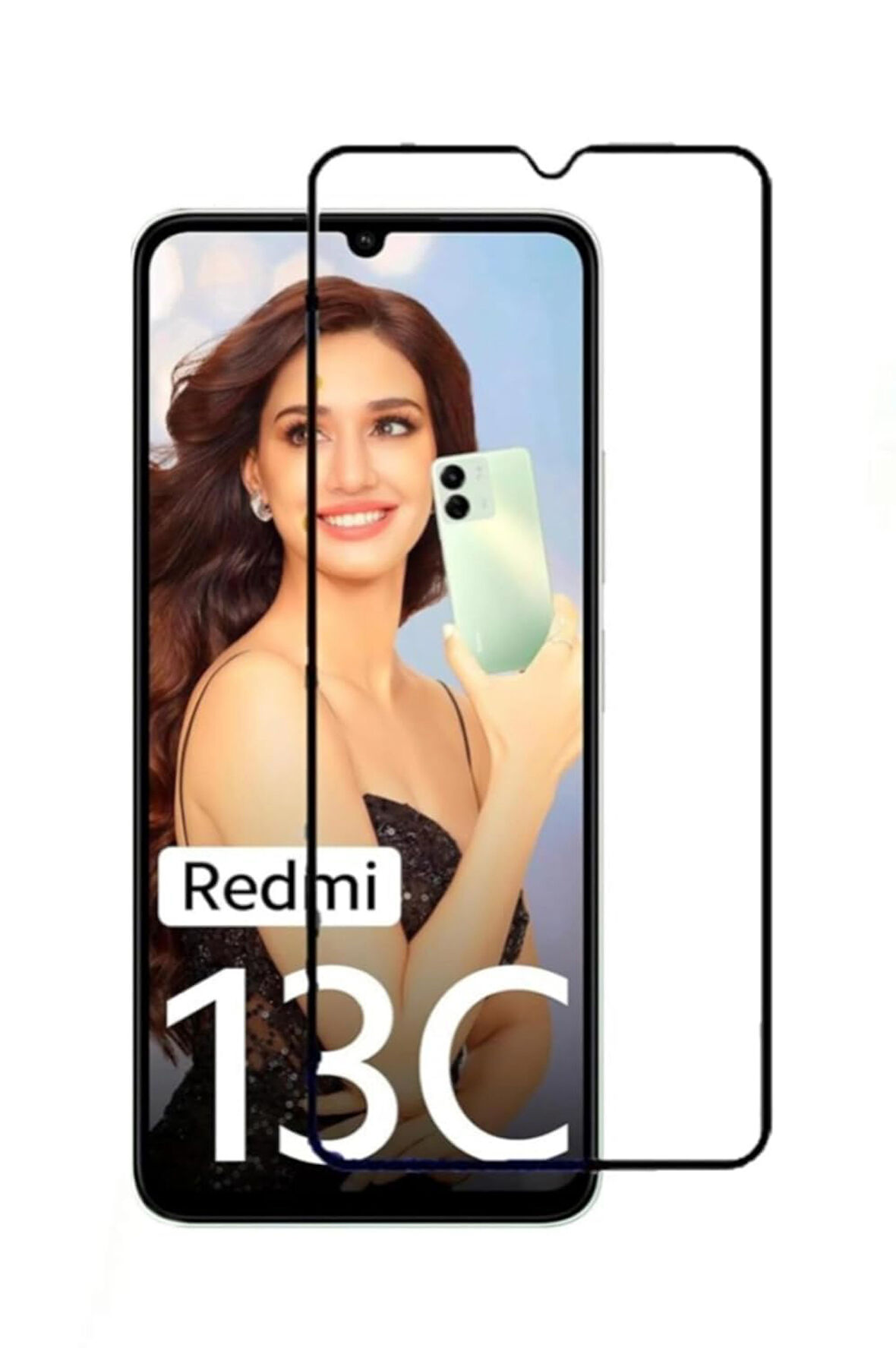 Xiaomi Redmi 13C ile Uyumlu Şeffaf Ekranı Tam Kaplayan 5d Cam Kırılmaz Cam Ekran Koruyucu