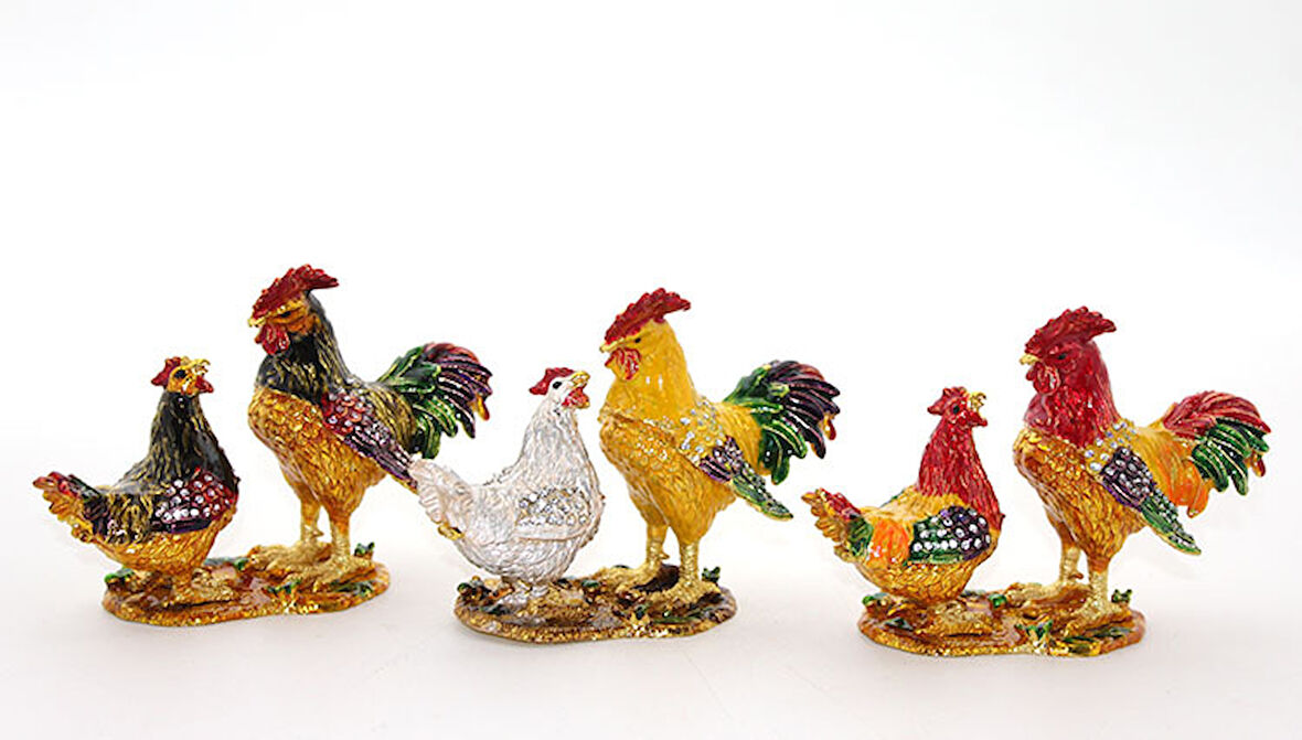 Swarovski Taşlı 2'li Tavuk Model 1 