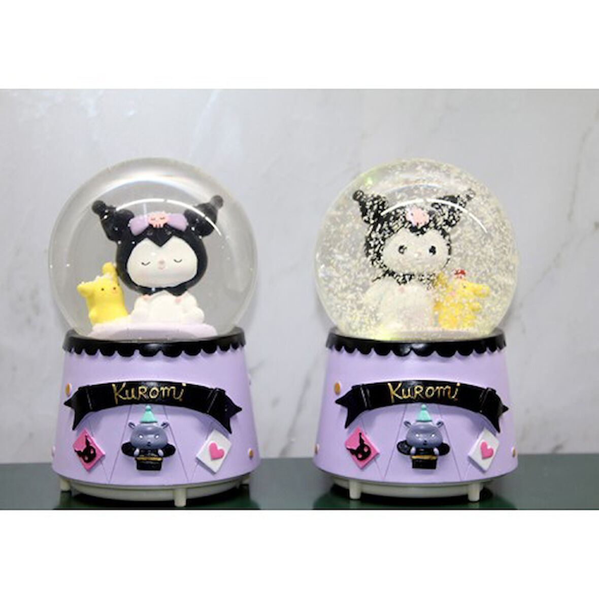 Kuromi Işıklı Müzikli Kar Küresi Orta Boy Model 2