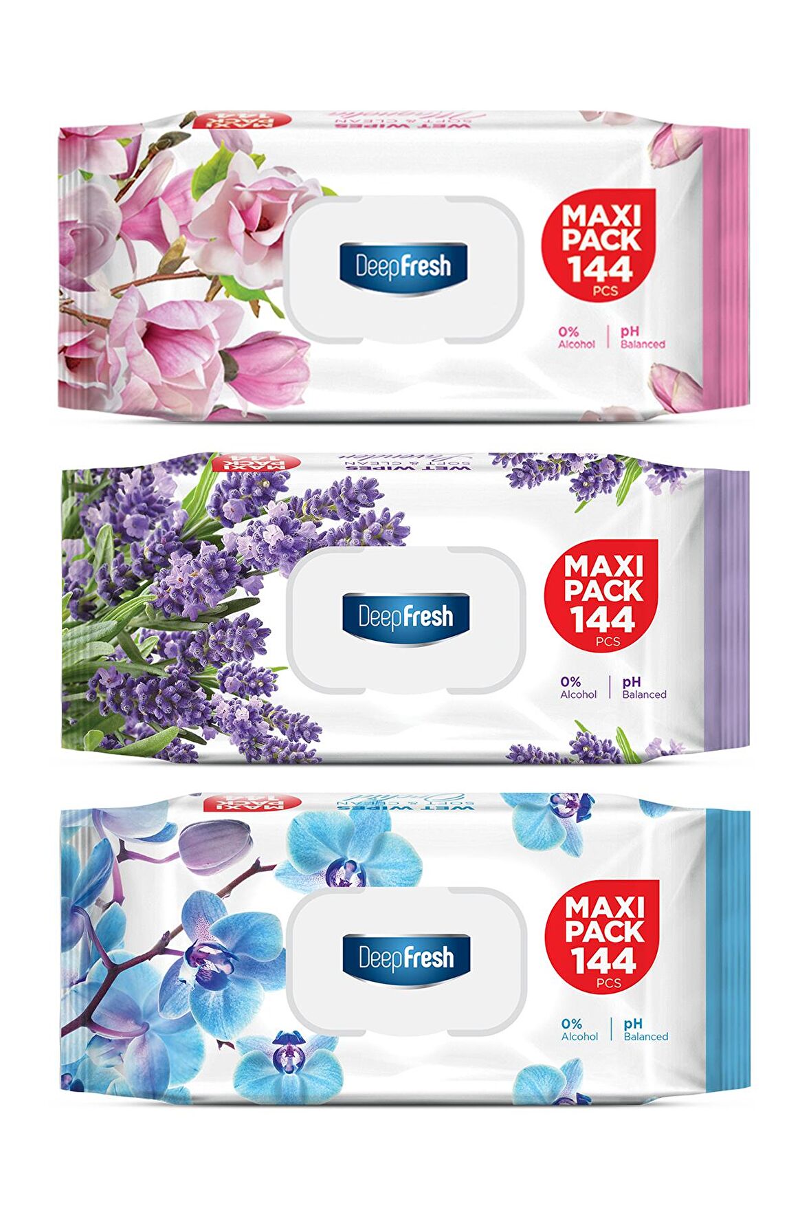 Deep Fresh Maxi Pack Karma Alkolsüz 3 x 144 Yaprak 3 Paket Islak Mendil