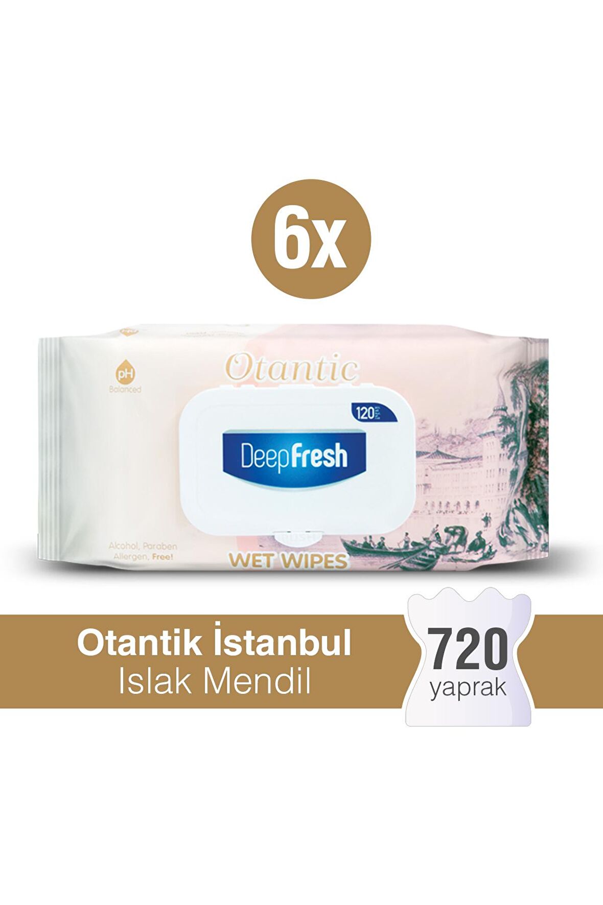 Deep Fresh Otantik Alkolsüz 6 x 120 Yaprak 6 Paket Islak Mendil