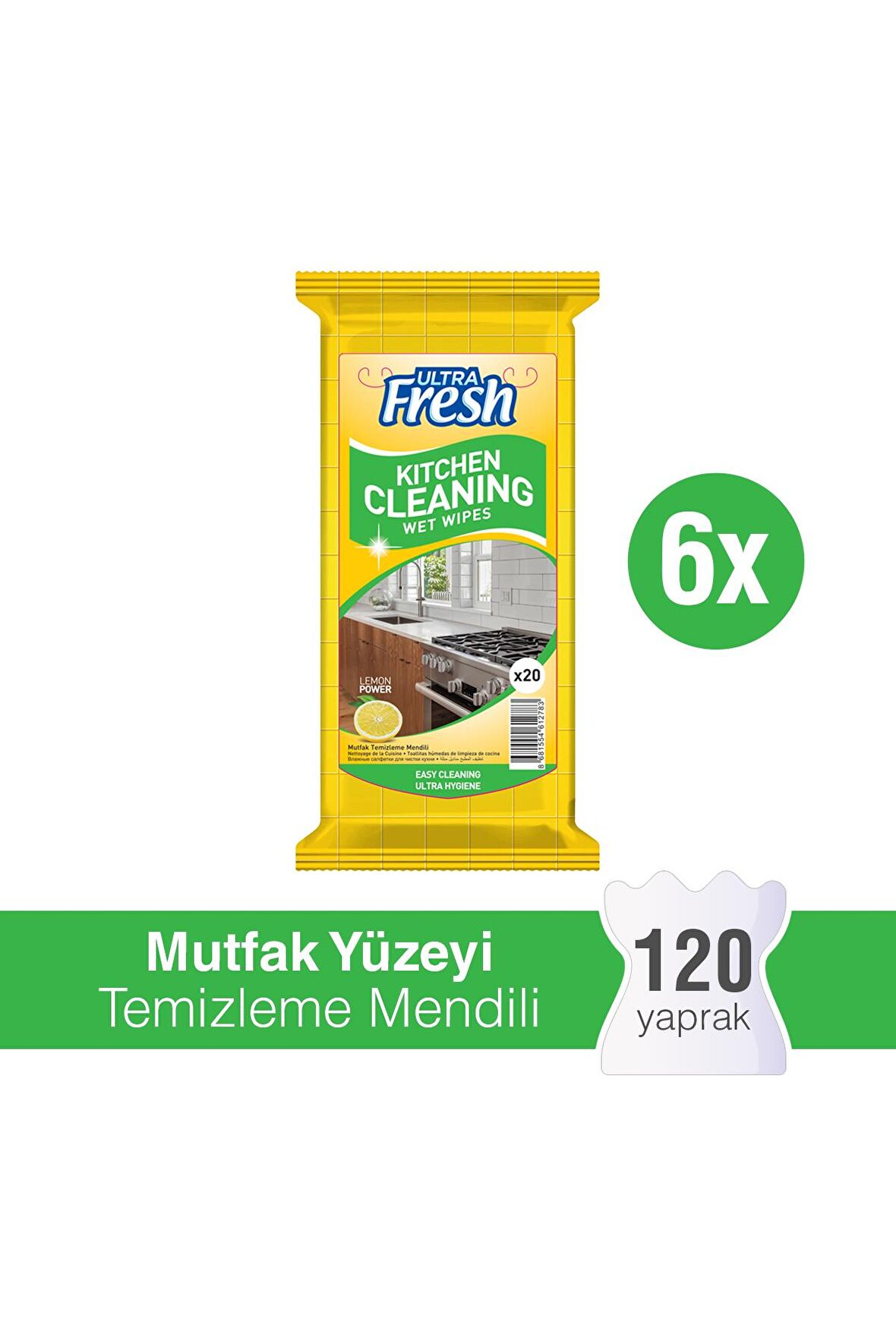 Ultra Fresh Mutfak Yüzeyi Temizleme Mendili 6 x 20 Yaprak