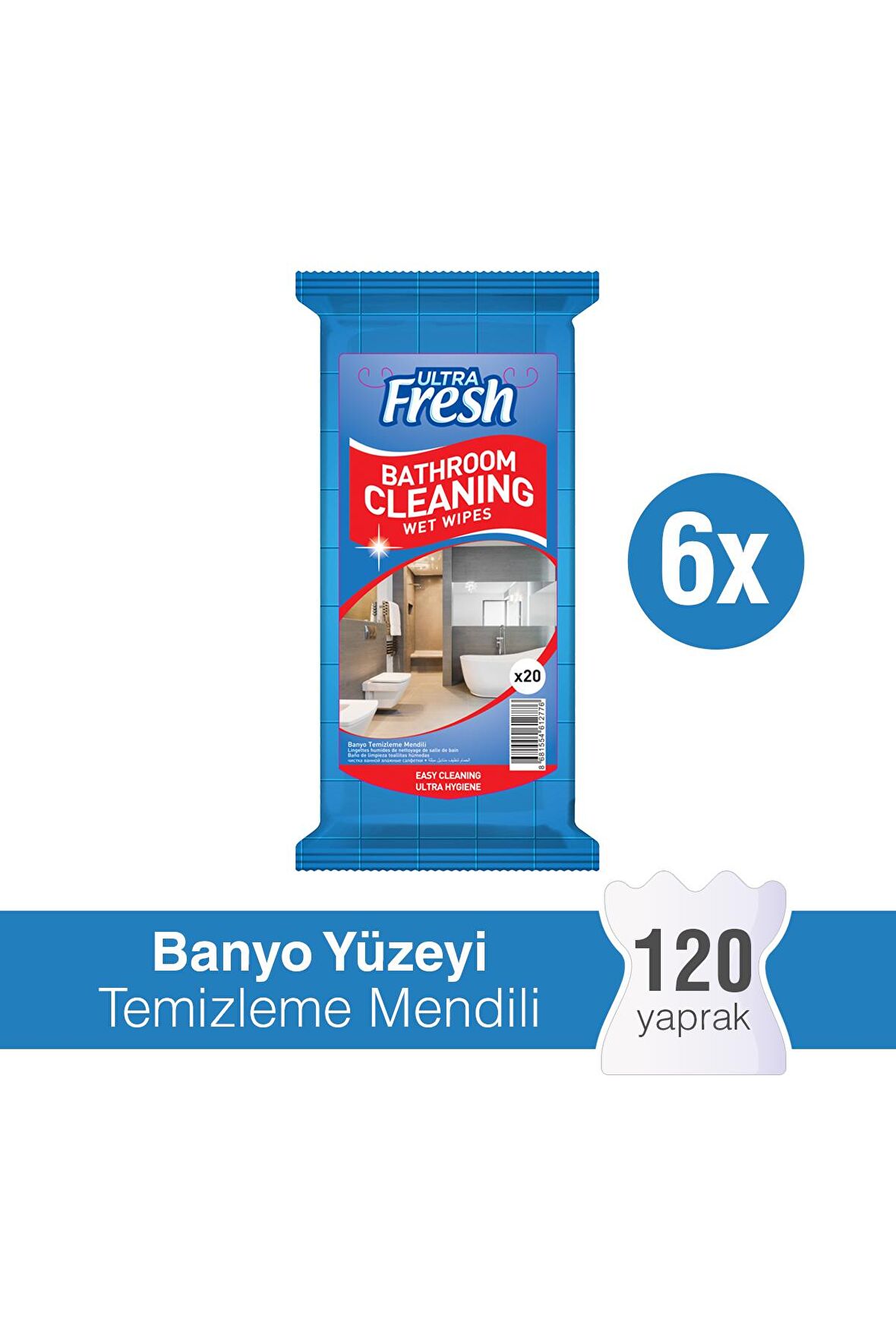 Ultra Fresh Banyo Yüzeyi Temizleme Mendili 6 x 20 Yaprak