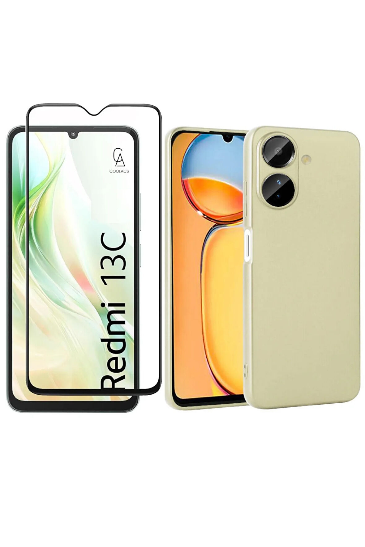 Xiaomi Redmi 13C ile Uyumlu Telefon Kılıfı ve 5d Tam Kaplayan Cam Ekran Koruyucu