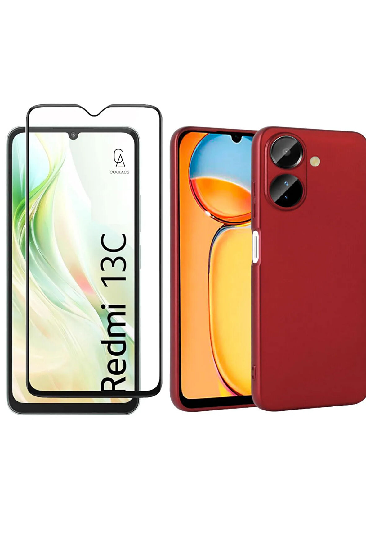 Xiaomi Redmi 13C ile Uyumlu Telefon Kılıfı ve 5d Tam Kaplayan Cam Ekran Koruyucu