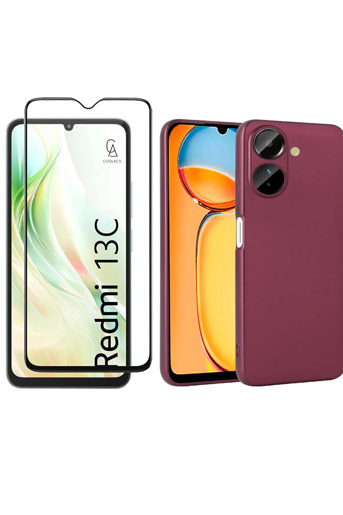 Xiaomi Redmi 13C ile Uyumlu Telefon Kılıfı ve 5d Tam Kaplayan Cam Ekran Koruyucu