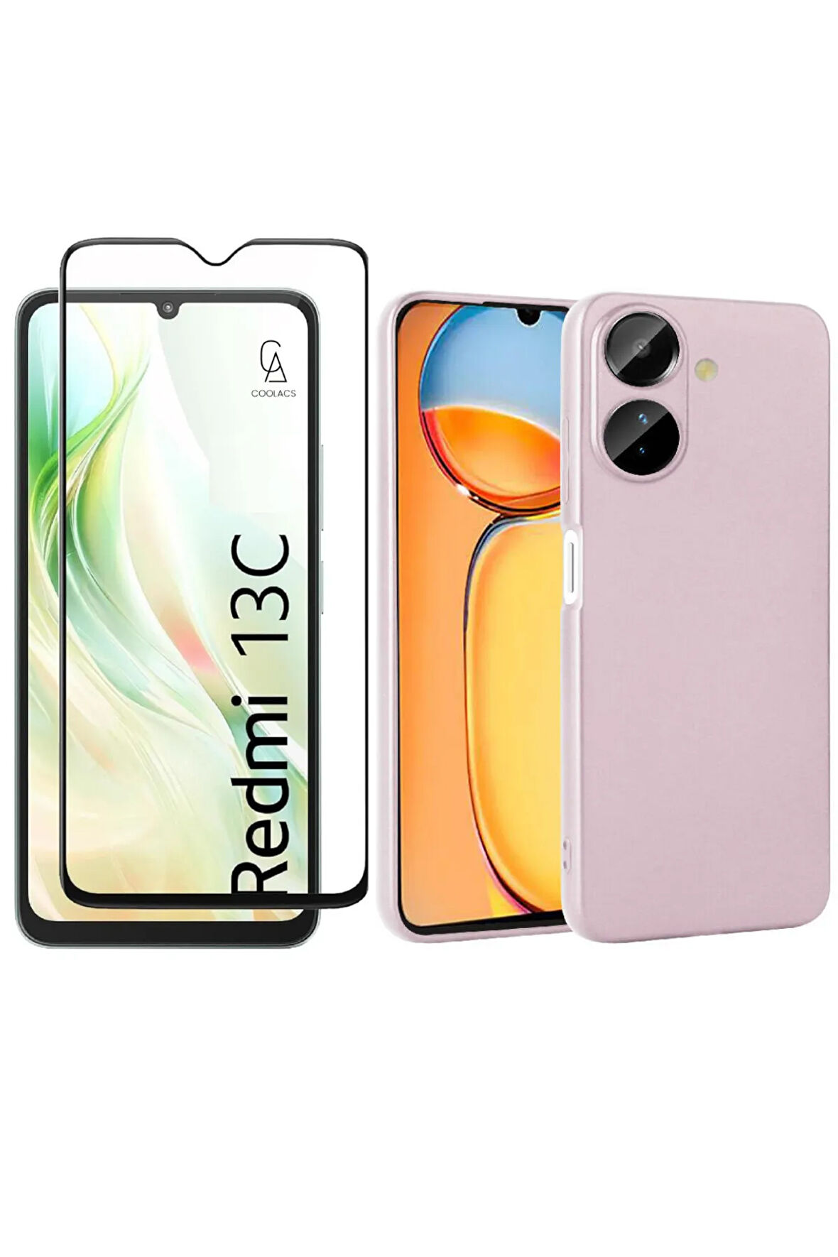 Xiaomi Redmi 13C ile Uyumlu Telefon Kılıfı ve 5d Tam Kaplayan Cam Ekran Koruyucu