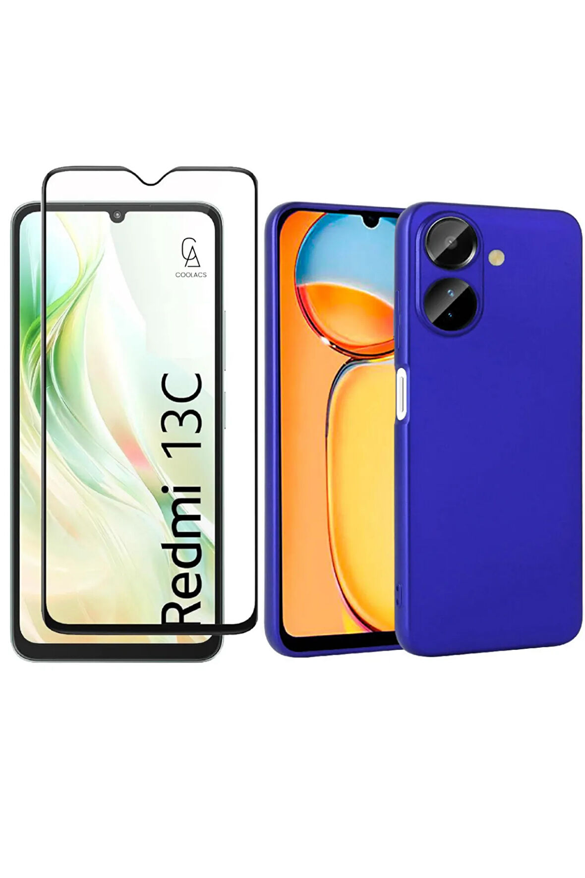 Xiaomi Redmi 13C ile Uyumlu Telefon Kılıfı ve 5d Tam Kaplayan Cam Ekran Koruyucu