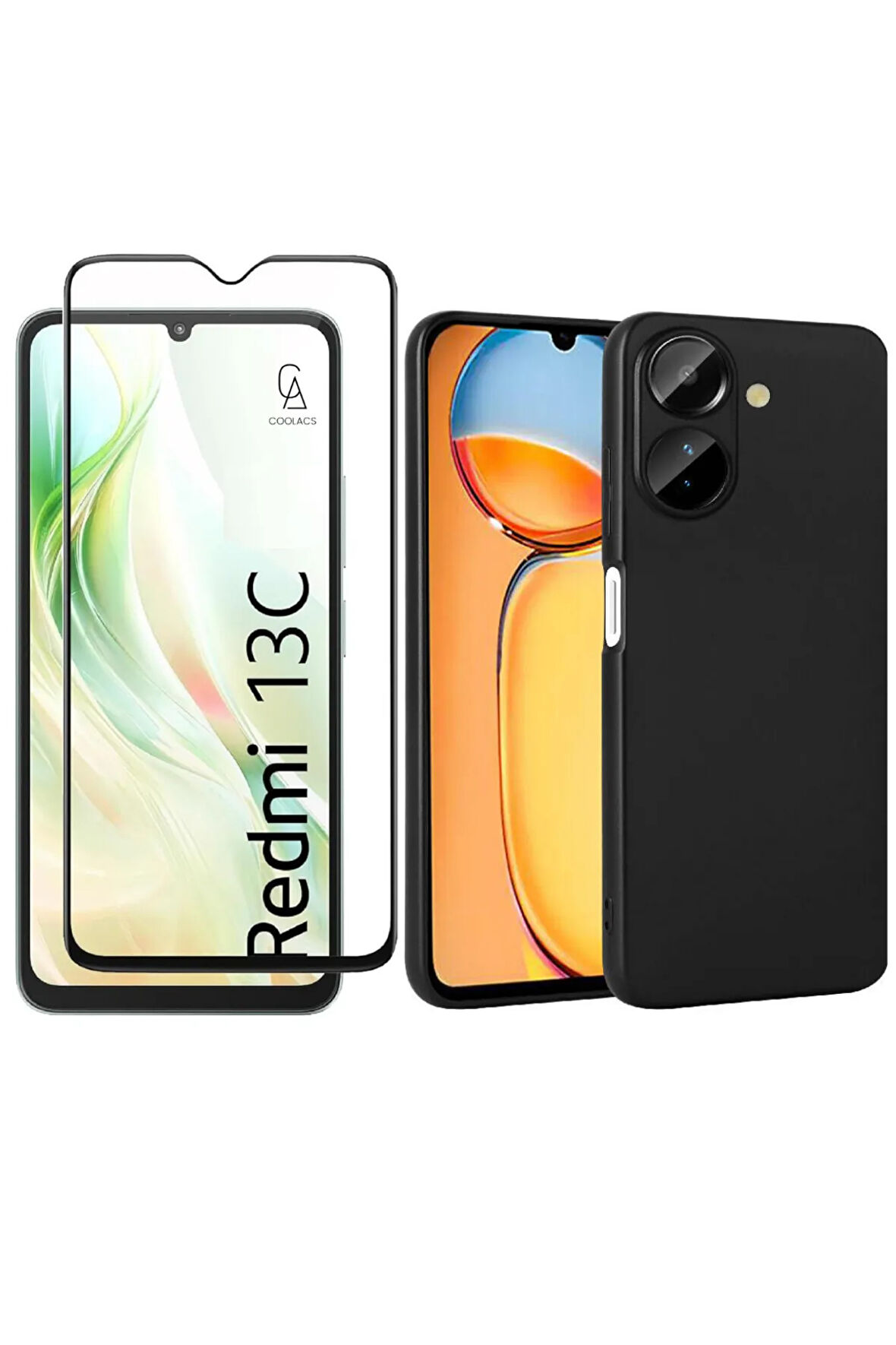 Xiaomi Redmi 13C ile Uyumlu Telefon Kılıfı ve 5d Tam Kaplayan Cam Ekran Koruyucu