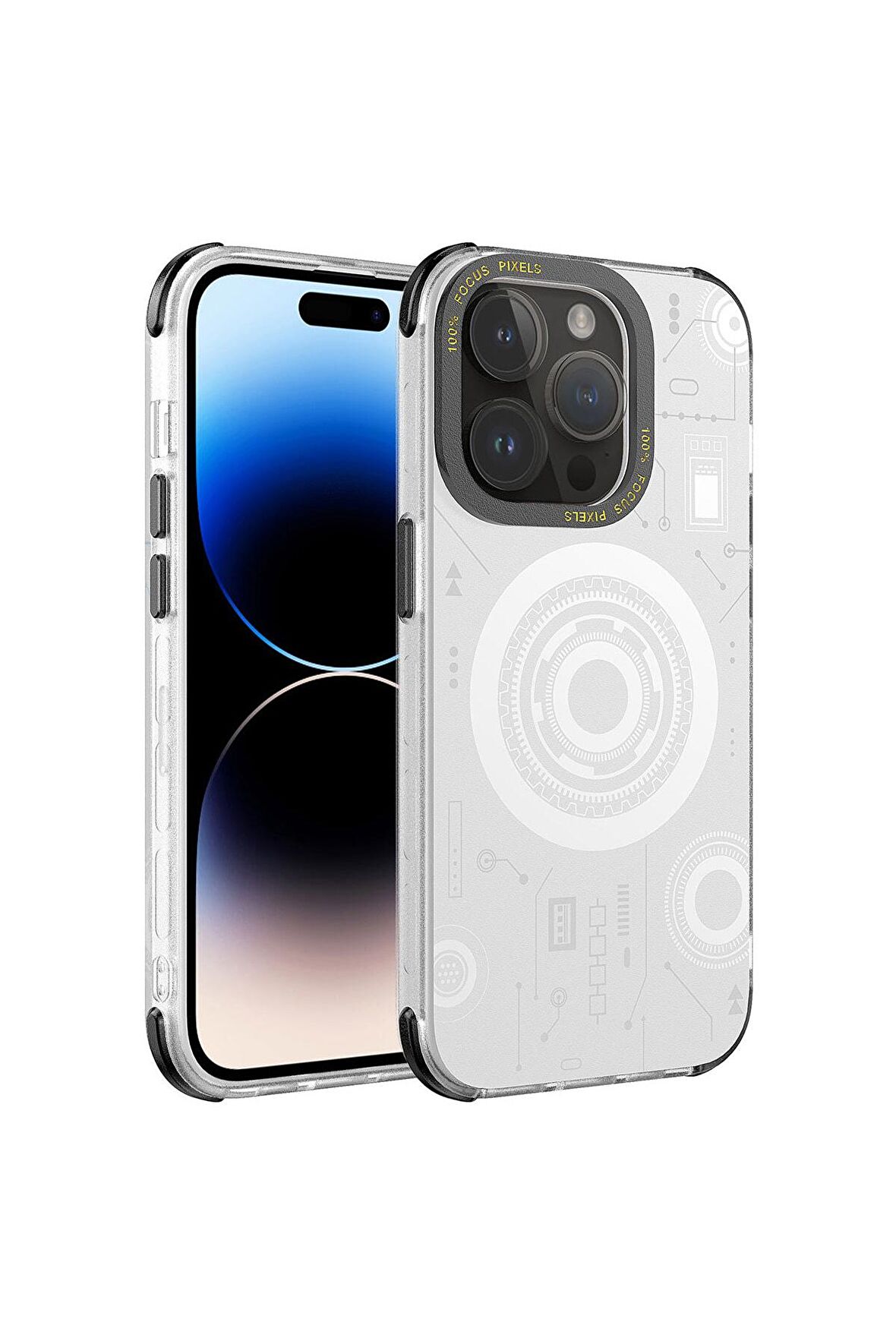 Apple Iphone 14 Pro Uyumlu Wireless Şarj Özellikli Teknoloji Serisi Lüks Telefon Kılıfı Kapak