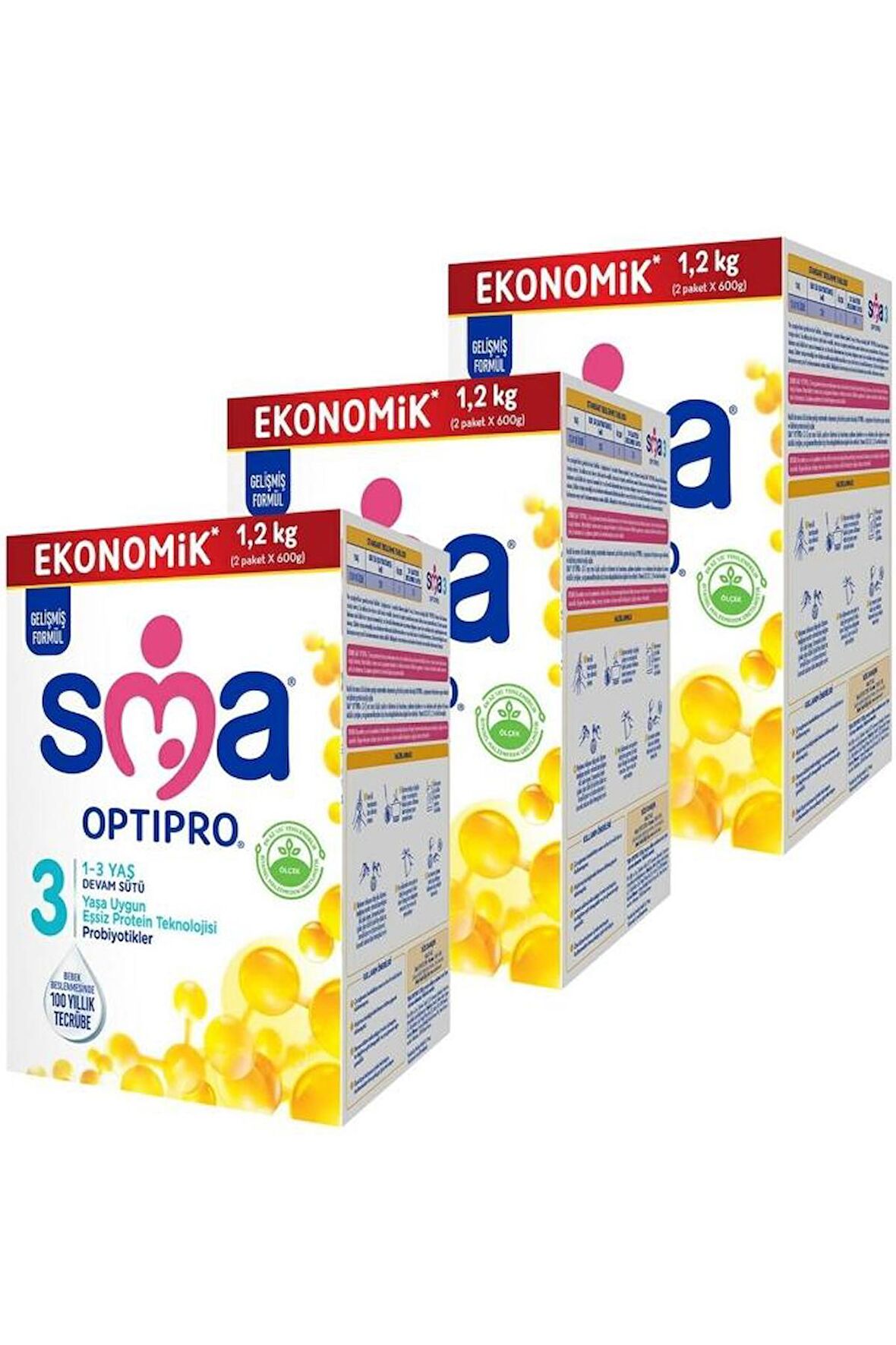 SMA Optipro 3 Prebiyotik Bebek Sütü 3 x 1200 gr 