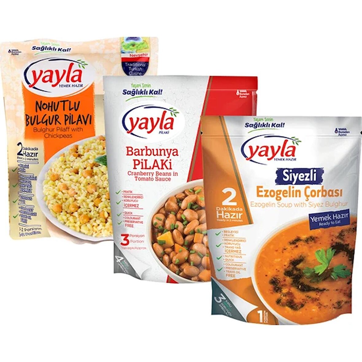 Yayla Barbunya Pılakı 400Gr Meksıka Soslu+Yayla Bulgur Pılavı 250Gr Nohutlu+Yayla Corba 250Gr Ezogelın-6 Adet