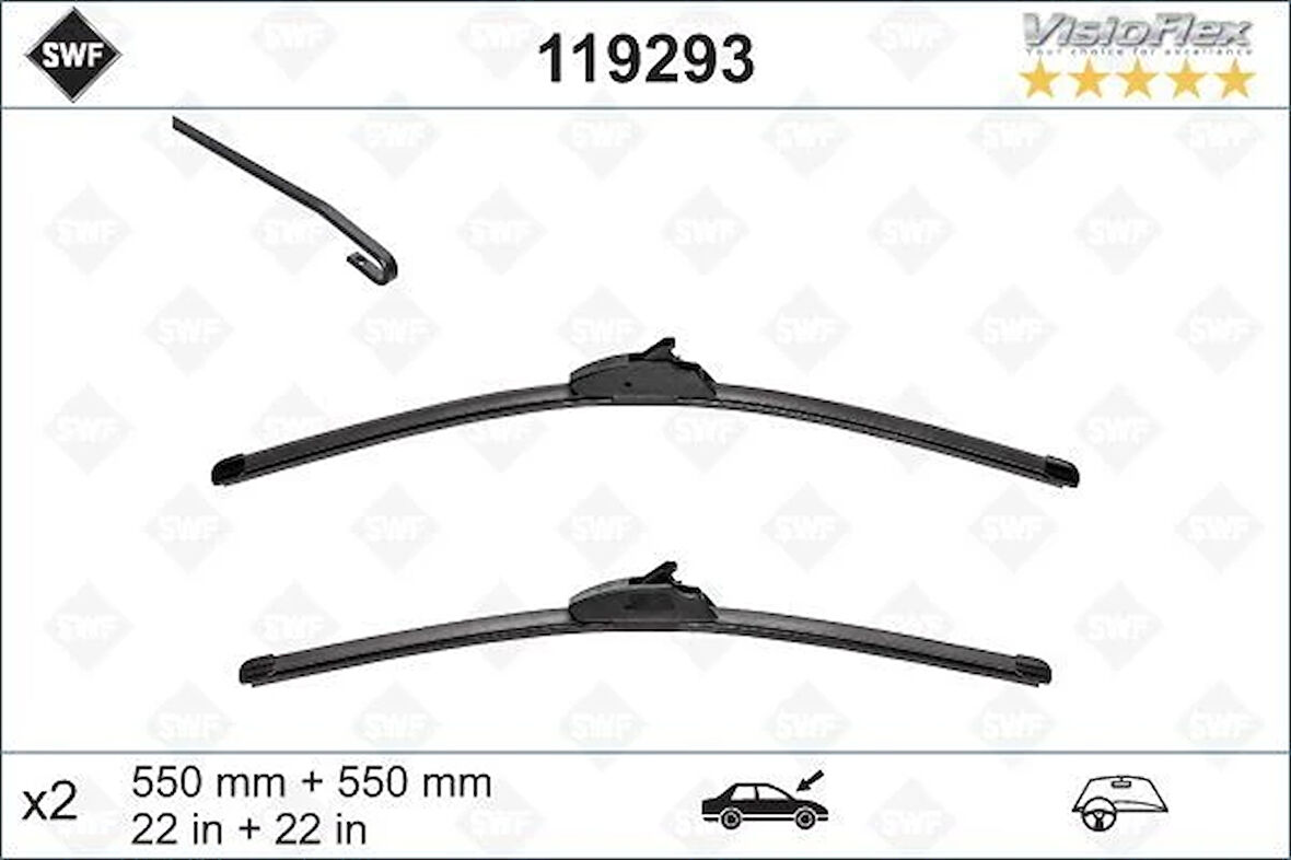 SİLECEK 55 55 102 FLATBLADE-MUZ TİPİ LANDROVER DISCOVERY 3 2004 RANGEROVER SPORT 2005 LR018368 LR018367