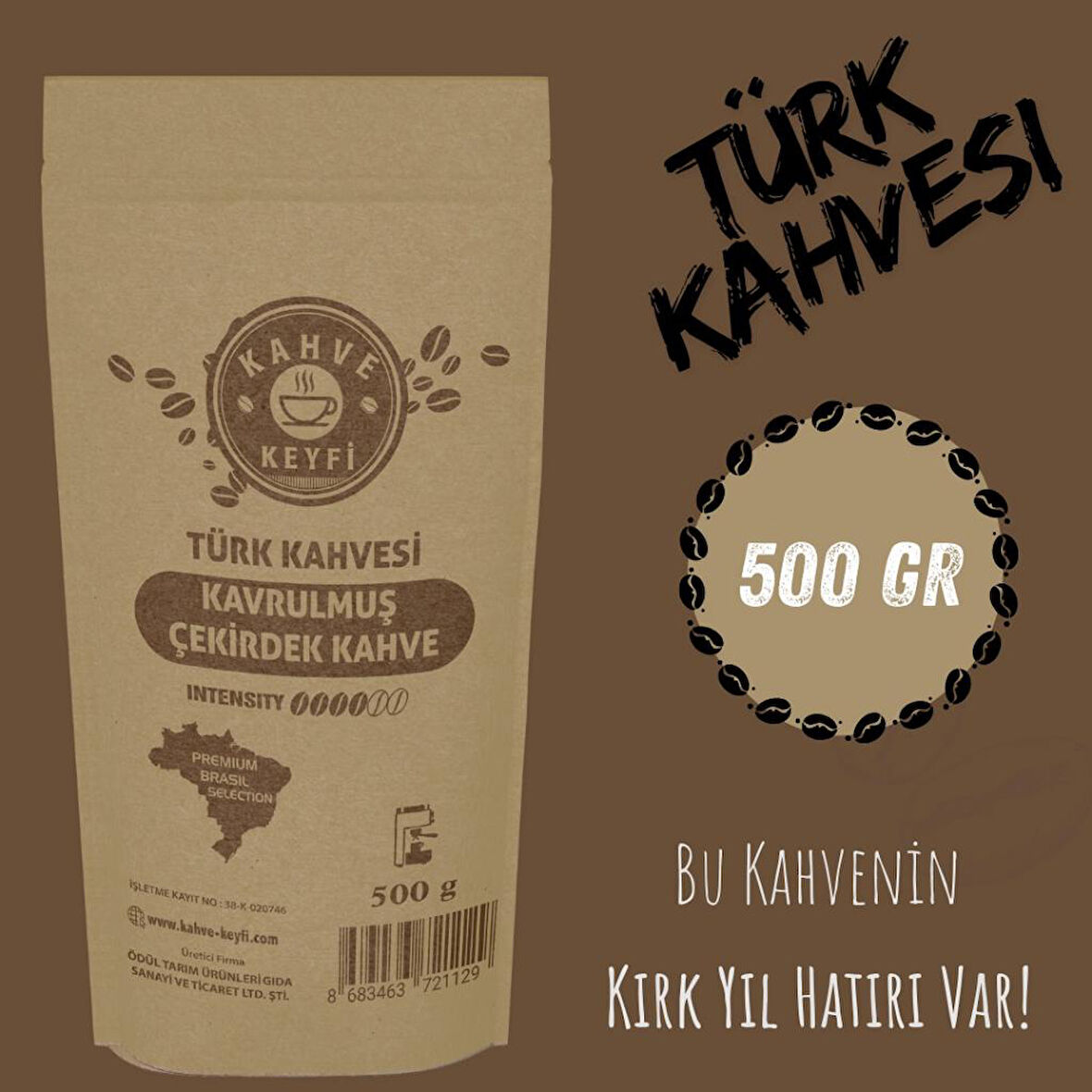 Kahve Keyfi Türk Kahvesi Kavrulmuş Çekirdek 500 Gr
