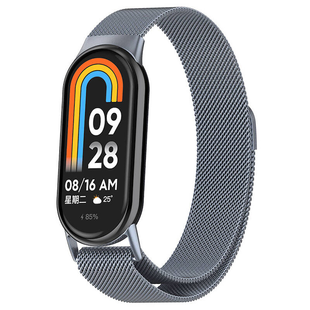 Xiaomi Smart Band 8 İle Uyumlu Metal Tel-Örgü İşlemeli Kordon