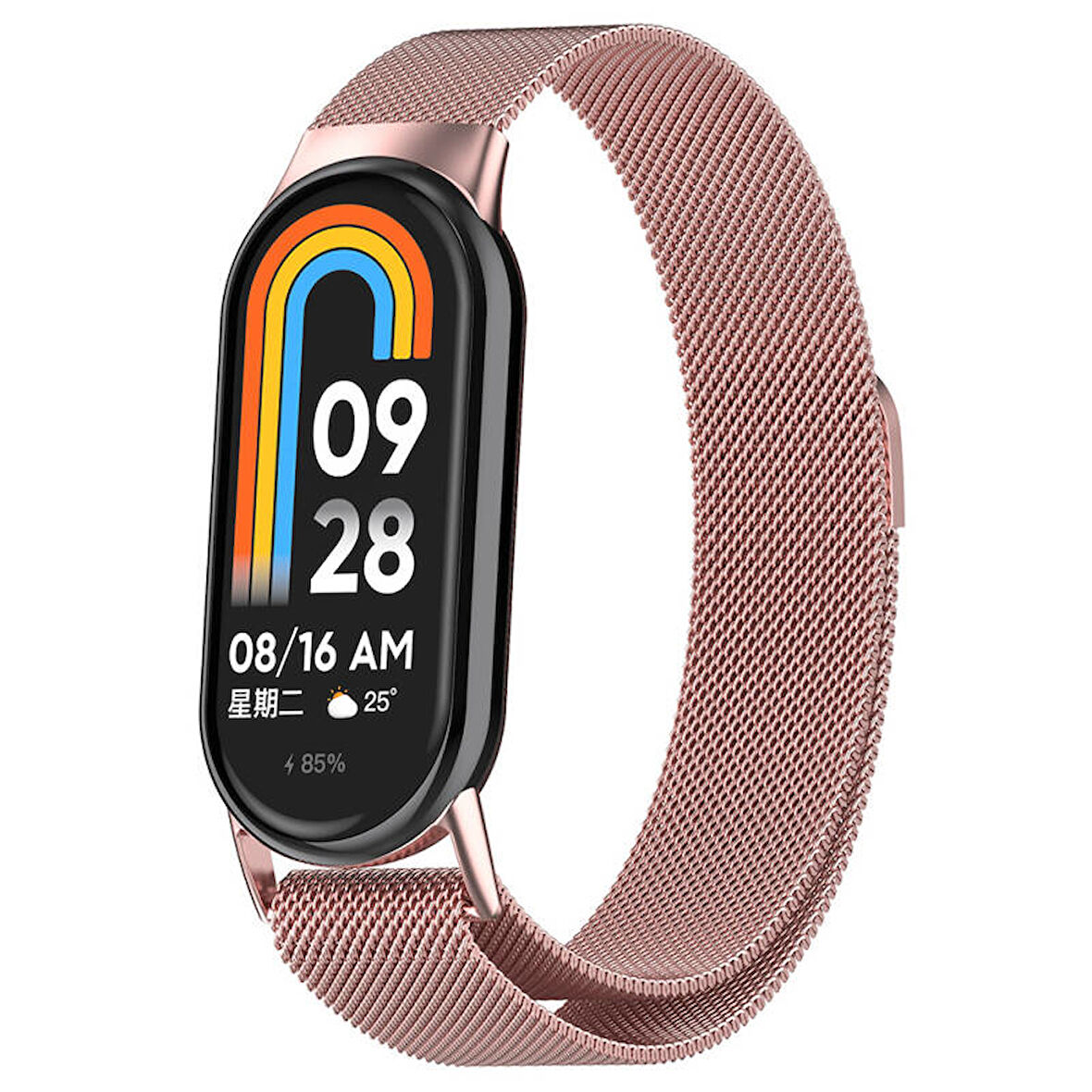 Xiaomi Smart Band 8 İle Uyumlu Metal Tel-Örgü İşlemeli Kordon