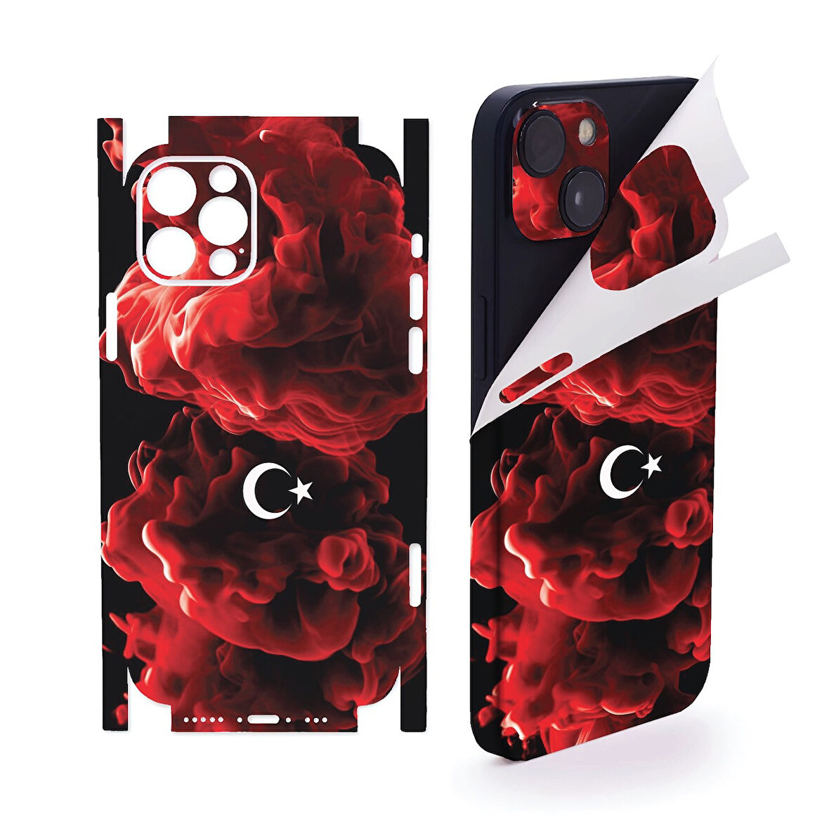 Apple İphone 15 için full kaplama koruma sticker kılıfsız kullanım çizilme önleyici BULUT BAYRAK