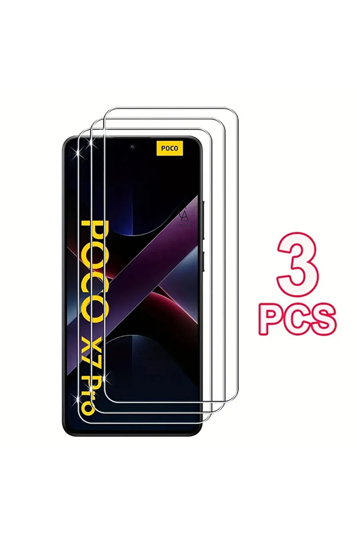 Xiaomi Poco X7 Pro ile Uyumlu Ekran Koruyucu Şeffaf Temperli Kırılmaz Cam Ekran Koruyucu 3 Adet