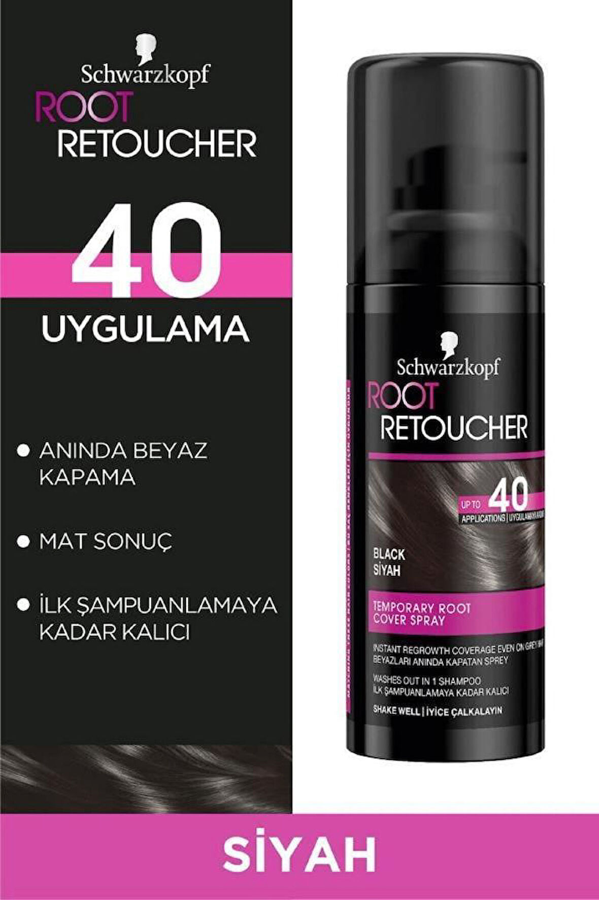 Schwarzkopf Root Retoucher Beyazları Anında Kapatan Sprey Boya Siyah 120 Ml