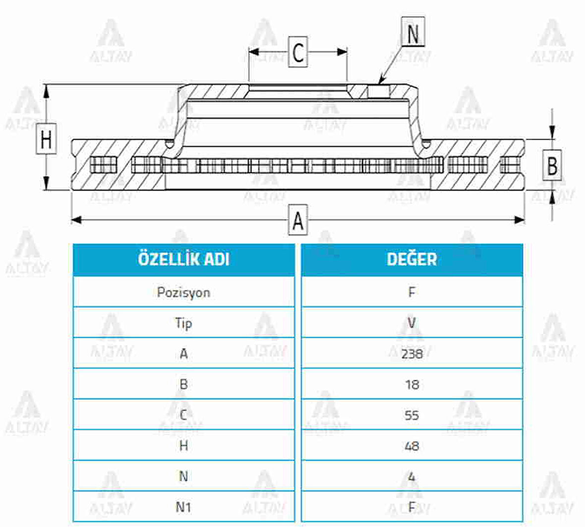 FREN DİSKİ COROLLA 1988-1995 / ÖN HAVALI 238-4 4351212250 (2 ADET)