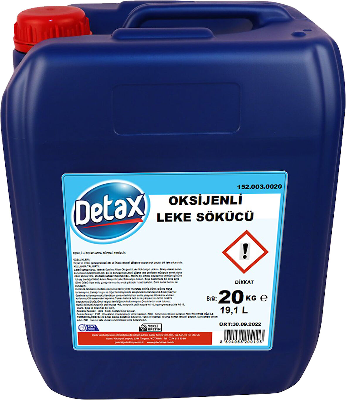 Detax Çamaşır Suyu 20 Kg Klasik