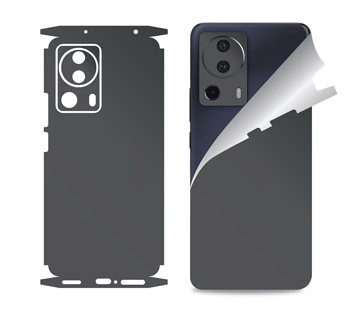 Xiaomi Mi 13 Lite için uyumlu 360 full arka ve yan kaplama koruma sticker KOYU GRİ