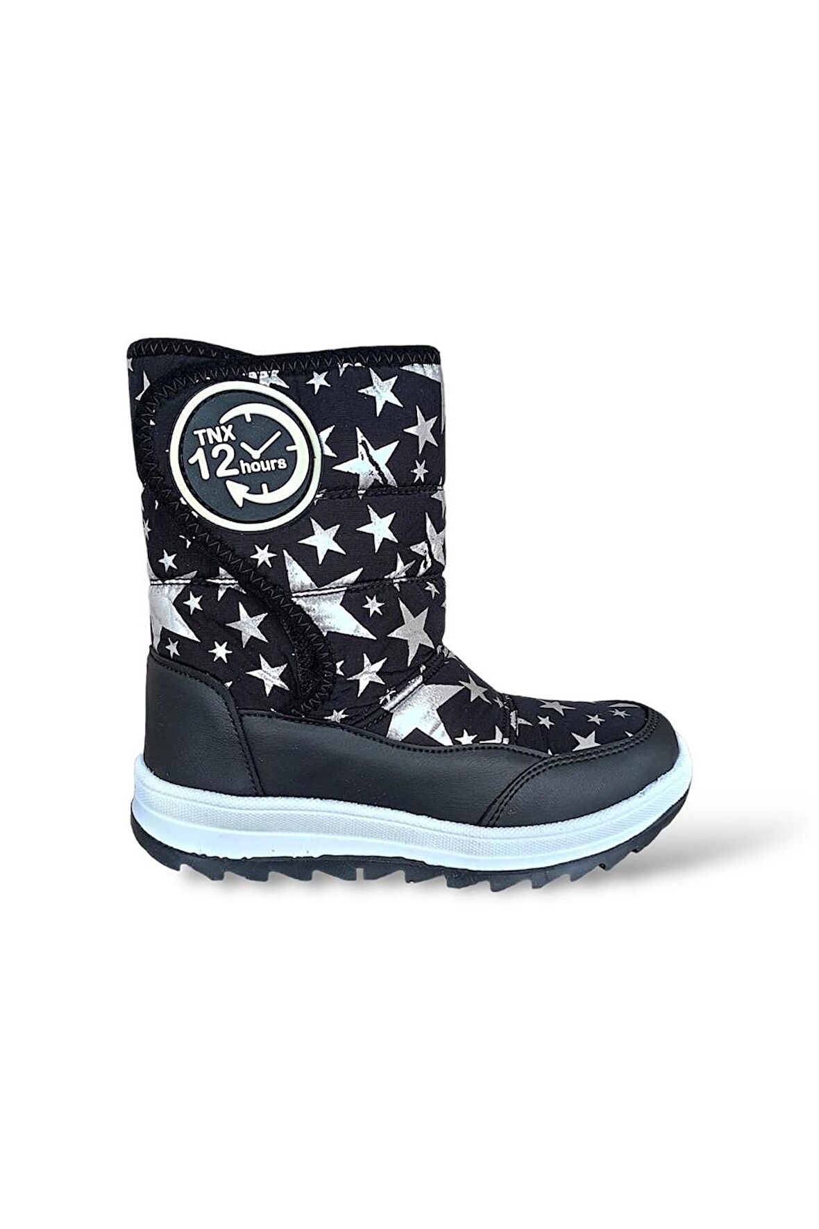 Dayanıklı, Su Geçirmez, Ortopedik, Cırtlı,  Çocuk Kar Botu Ayakkabı SİYAH - BEYAZ