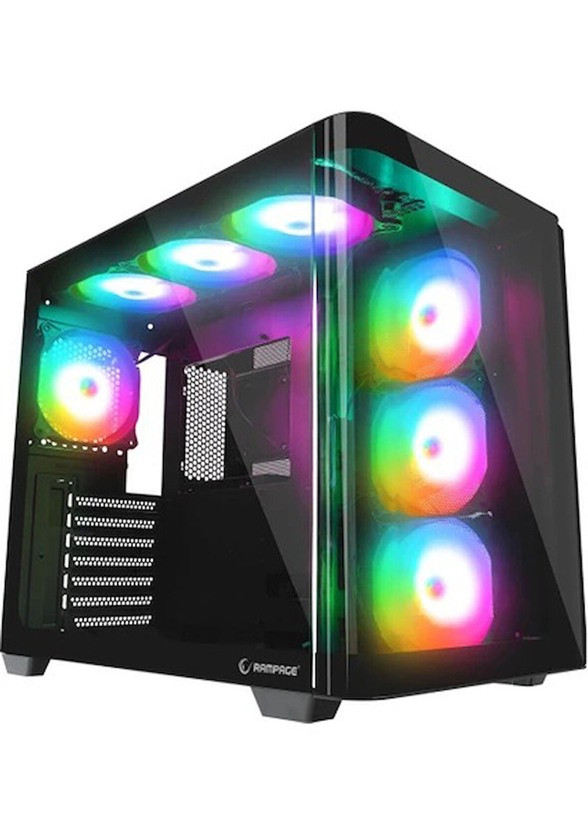 RAMPAGE LOOPY PLUS 950W 80+ TEMPERLI CAM 7X12CM RGB FAN GAMING ATX KASA SIYAH