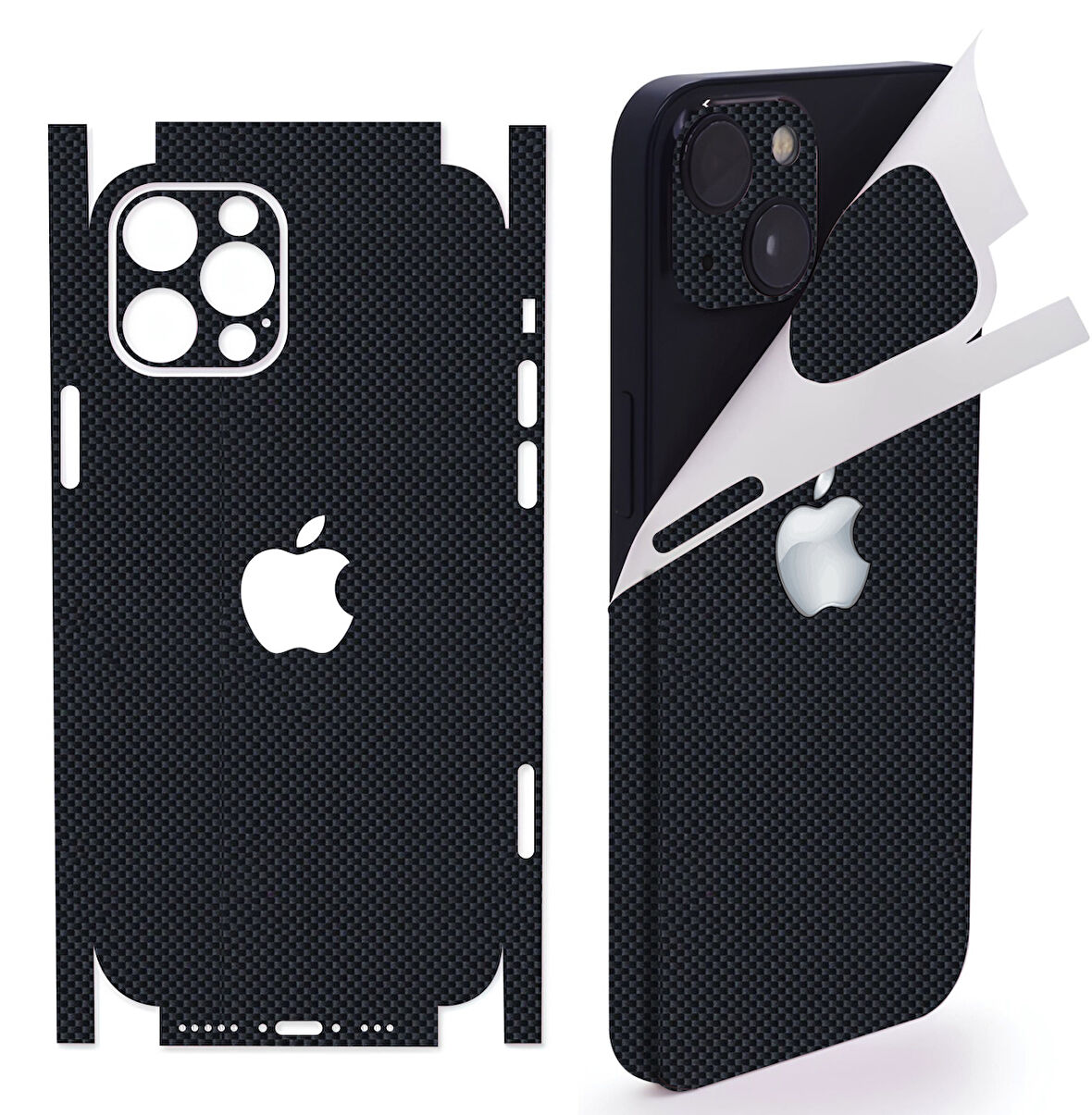 Apple İphone 13 mini full kaplama koruma sticker kılıfsız kullanım çizilme önleyici KARBONFİBER
