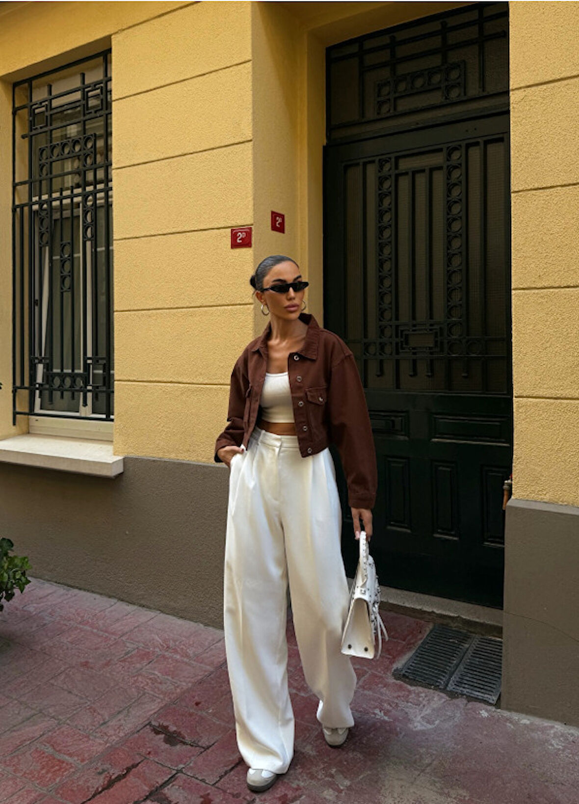 Çift Cep Denim Crop Ceket