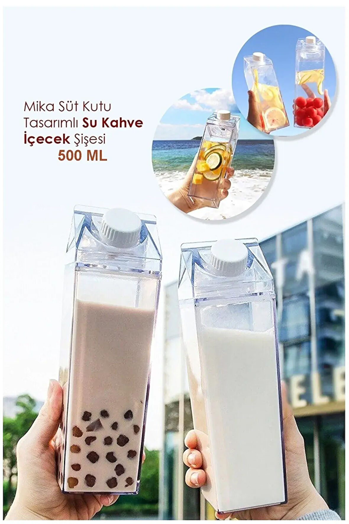 Süt Kutusu Tasarımlı İçecek Şişesi 