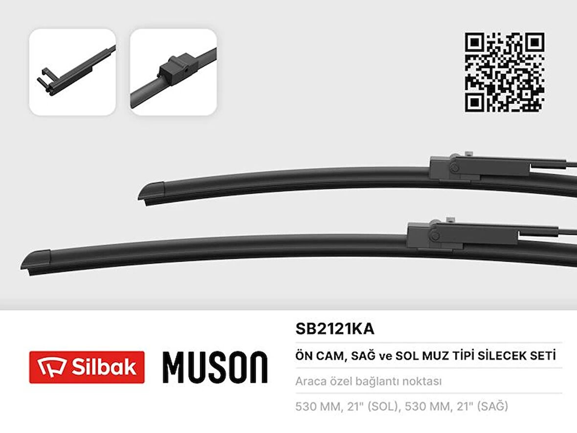 SİLECEK SÜPÜRGESİ 530/530MM MUZ TİPİ SKODA SUPER 2002-2005 VW PASSAT 2002-2005