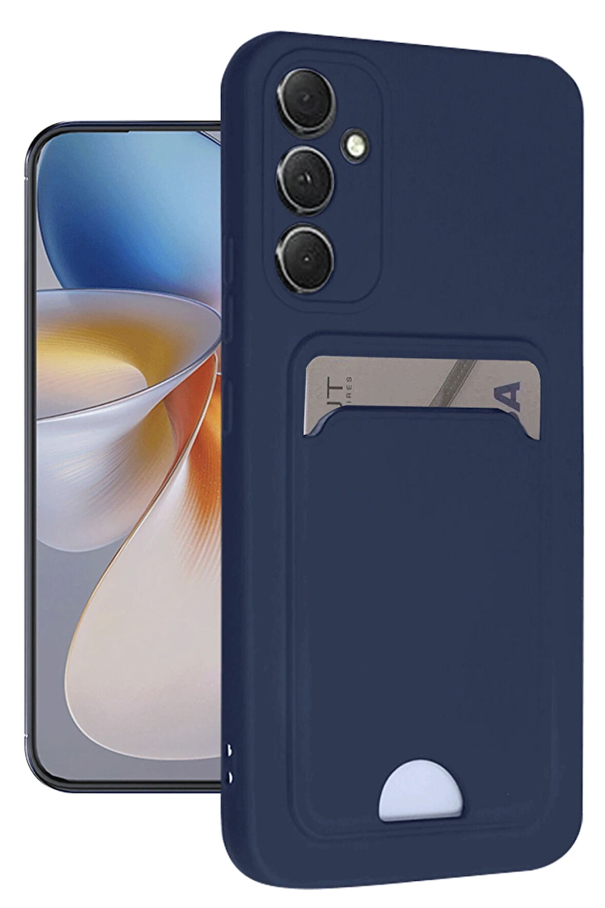 Samsung Galaxy A16 5G Uyumlu Arka Kamera Korumalı Kart Koyulabilen Silikon Kartlıklı Kılıf Kapak