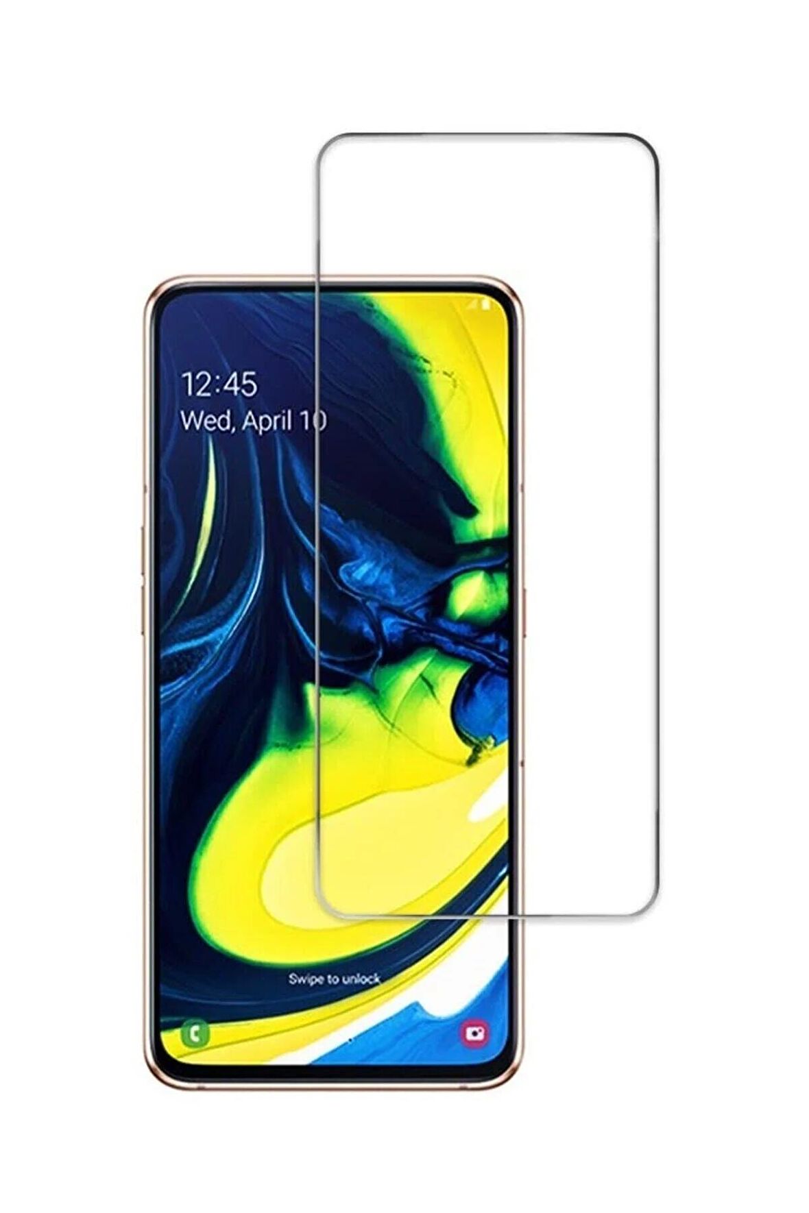 Samsung Galaxy A80 ile Uyumlu Ekran Koruyucu Şeffaf Temperli Kırılmaz Cam Ekran Koruyucu