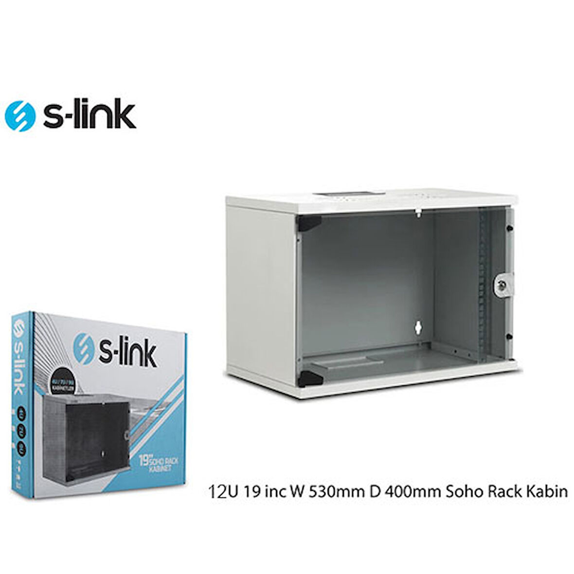 S-LİNK SL-U12 YENİ NESİL 12U 530X400 19 İNC W SOHO RACK KABİN