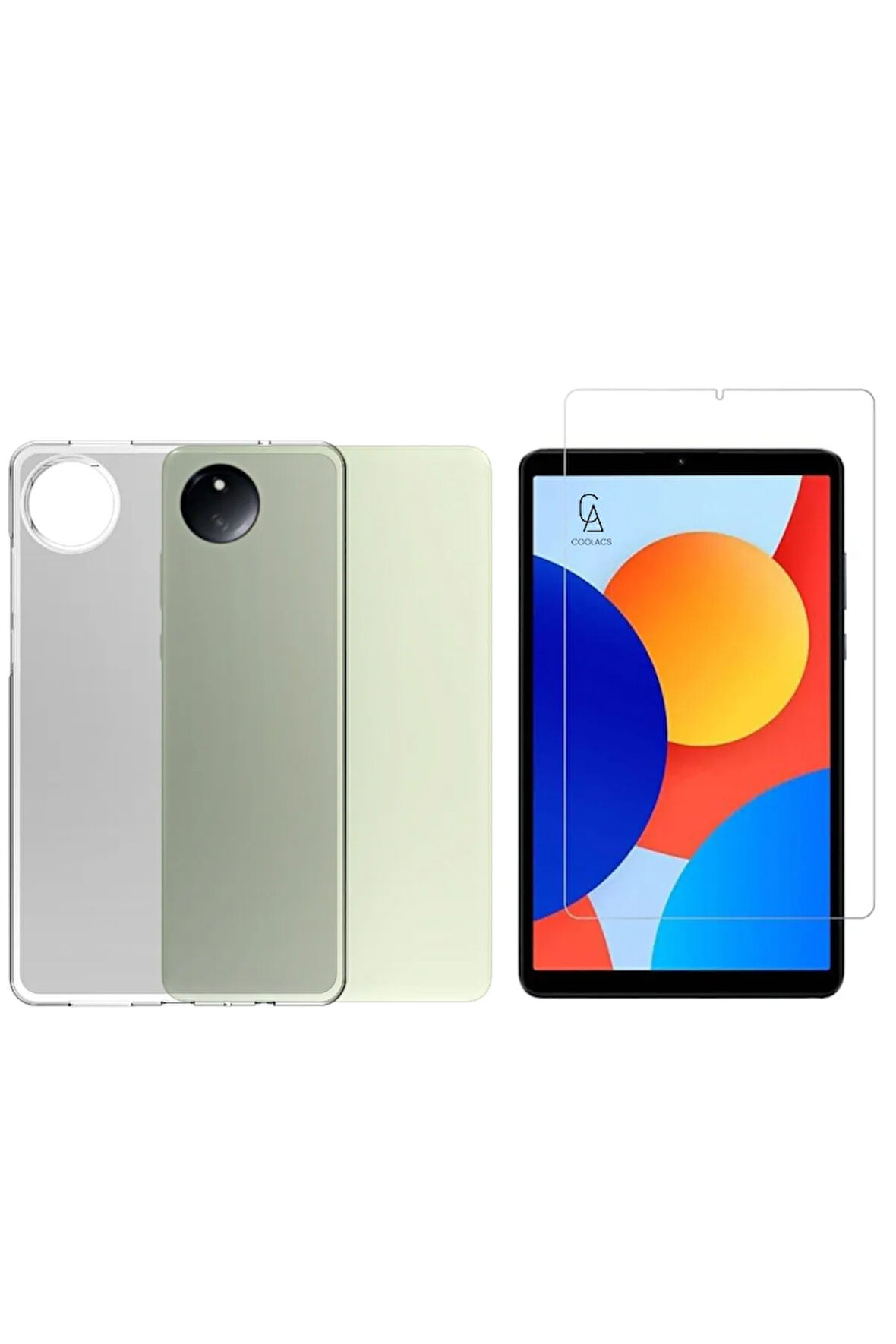 Xiaomi Redmi Pad SE 8.7 inç ile Uyumlu Şeffaf Esnek Silikon Tablet Kılıfı Ekran Koruyucu ve Kalem