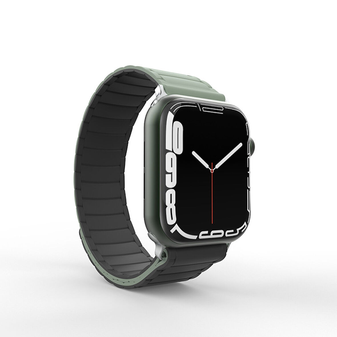 Apple Watch Series 7/8/9 45mm Uyumlu Strap Manyetik Mıknatıslı Silikon Kordon Kayış