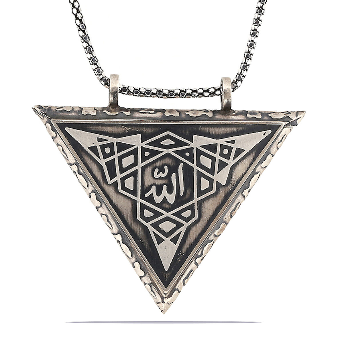 Gümüş Üçgen İçi Açılabilen Allah Muskalık Kolye