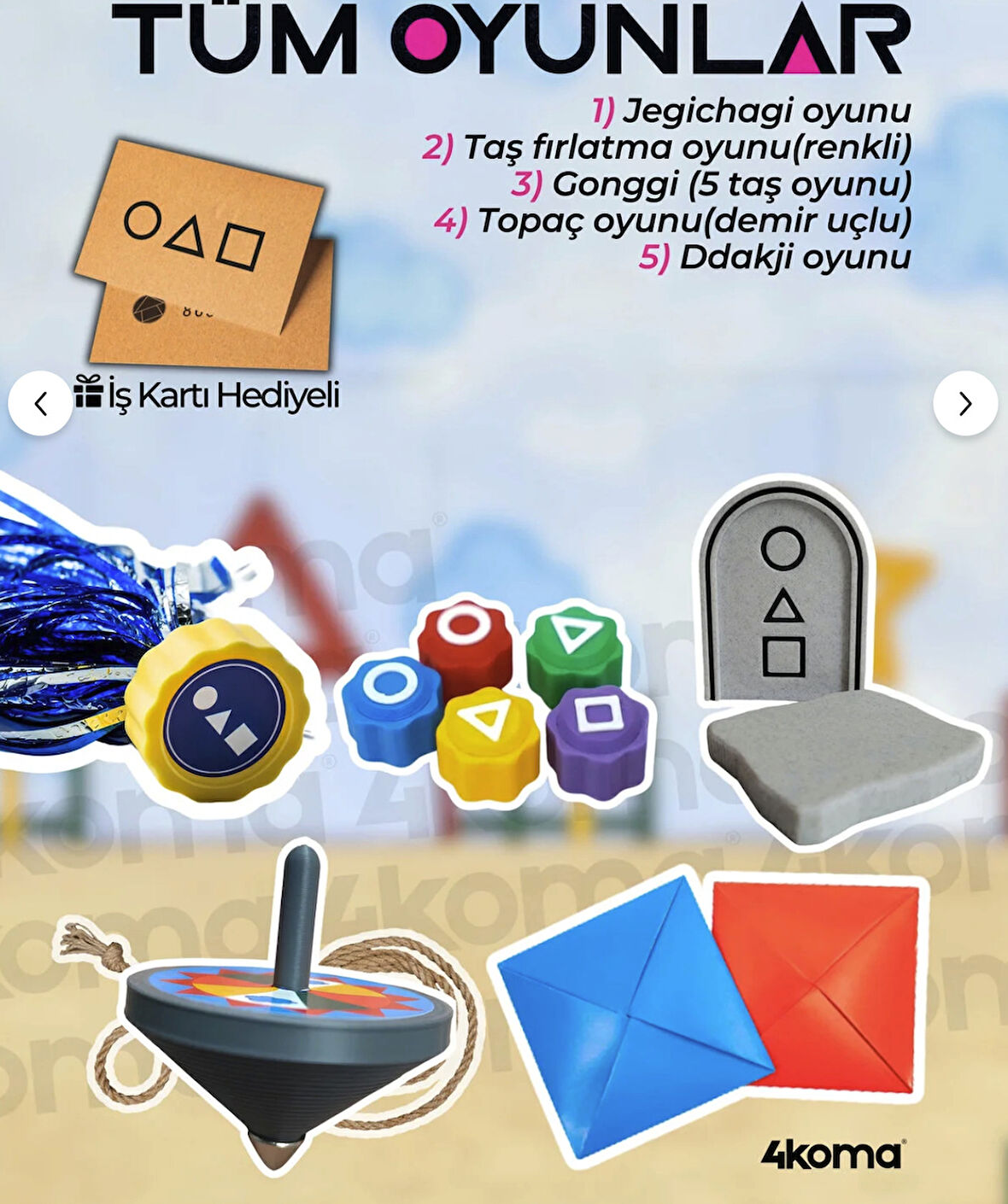 Squid toys oyuncakları seti 5 adet oyun game set Metal Uçlu Topaç/gonggi/ddakji/jegichagi/taş Fırlatma