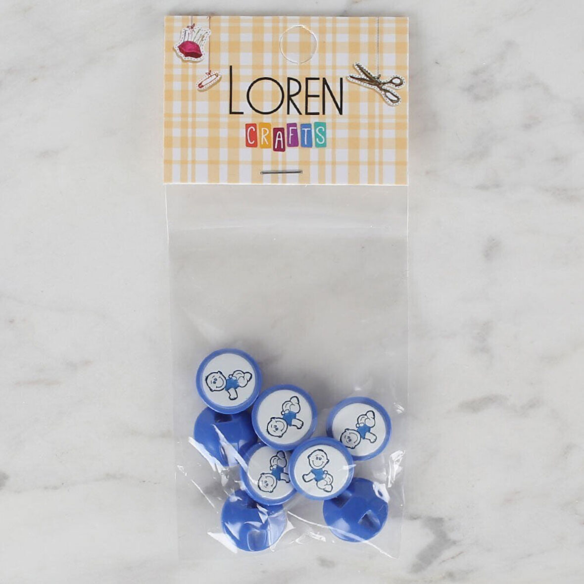 Loren Crafts 8 li Mavi Bebe Düğme - 371