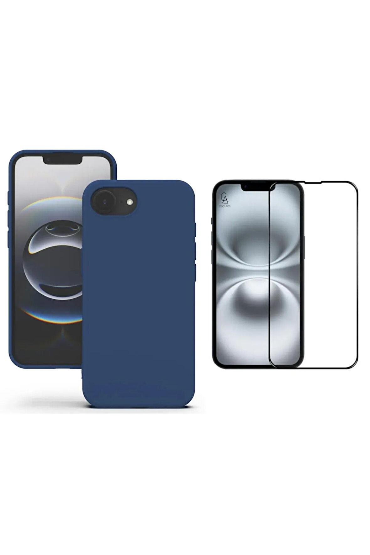 Apple iPhone 16E Uyumlu İçi Kadife Lansman Kılıf ve 5D Tam Kaplayan Cam Ekran Koruyucu