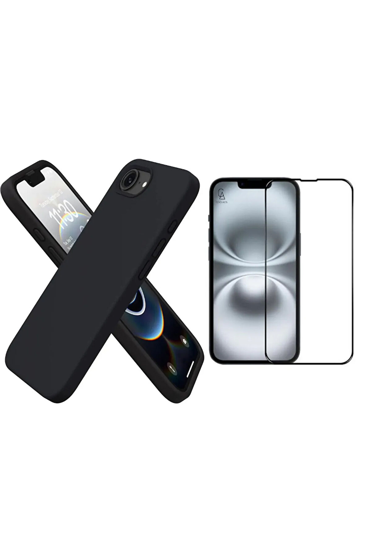 Apple iPhone 16E Uyumlu İçi Kadife Lansman Kılıf ve 5D Tam Kaplayan Cam Ekran Koruyucu