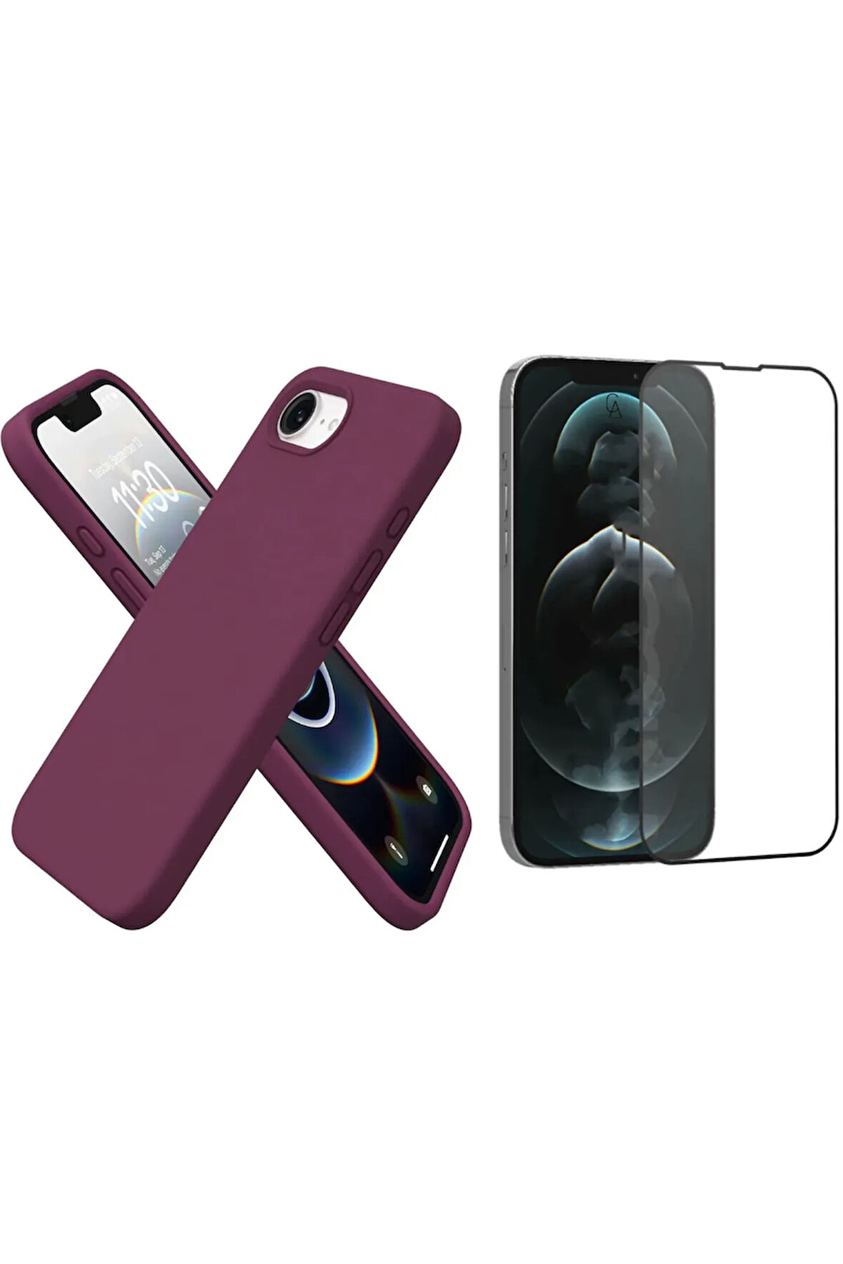 Apple iPhone 16E Uyumlu İçi Kadife Lansman Kılıf ve Seramik Tam Kaplayan Cam Ekran Koruyucu