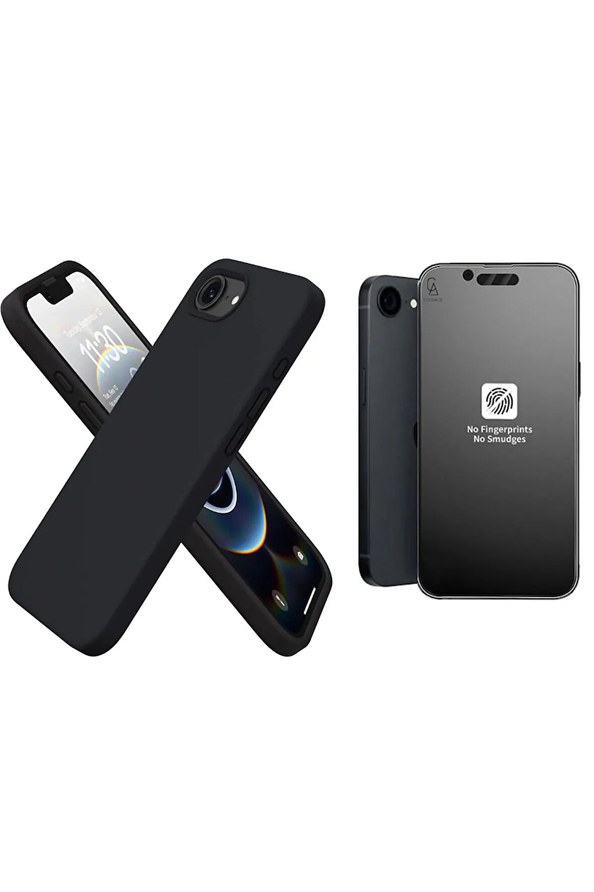 Apple iPhone 16E Uyumlu İçi Kadife Lansman Kılıf ve Mat Seramik Tam Kaplayan Cam Ekran Koruyucu