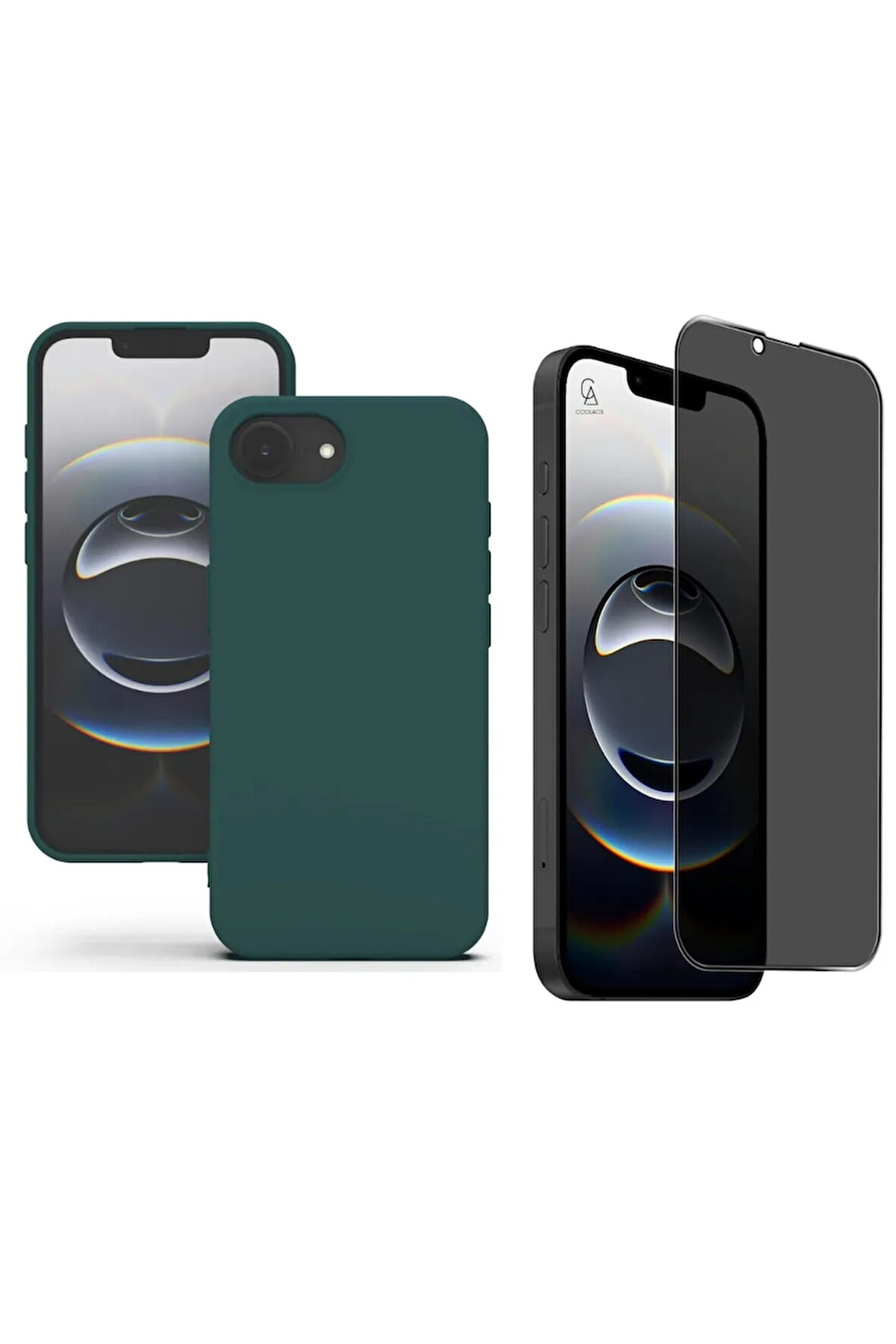 Apple iPhone 16E Uyumlu İçi Kadife Lansman Kılıf ve Hayalet Privacy Tam Kaplayan Cam Ekran Koruyucu