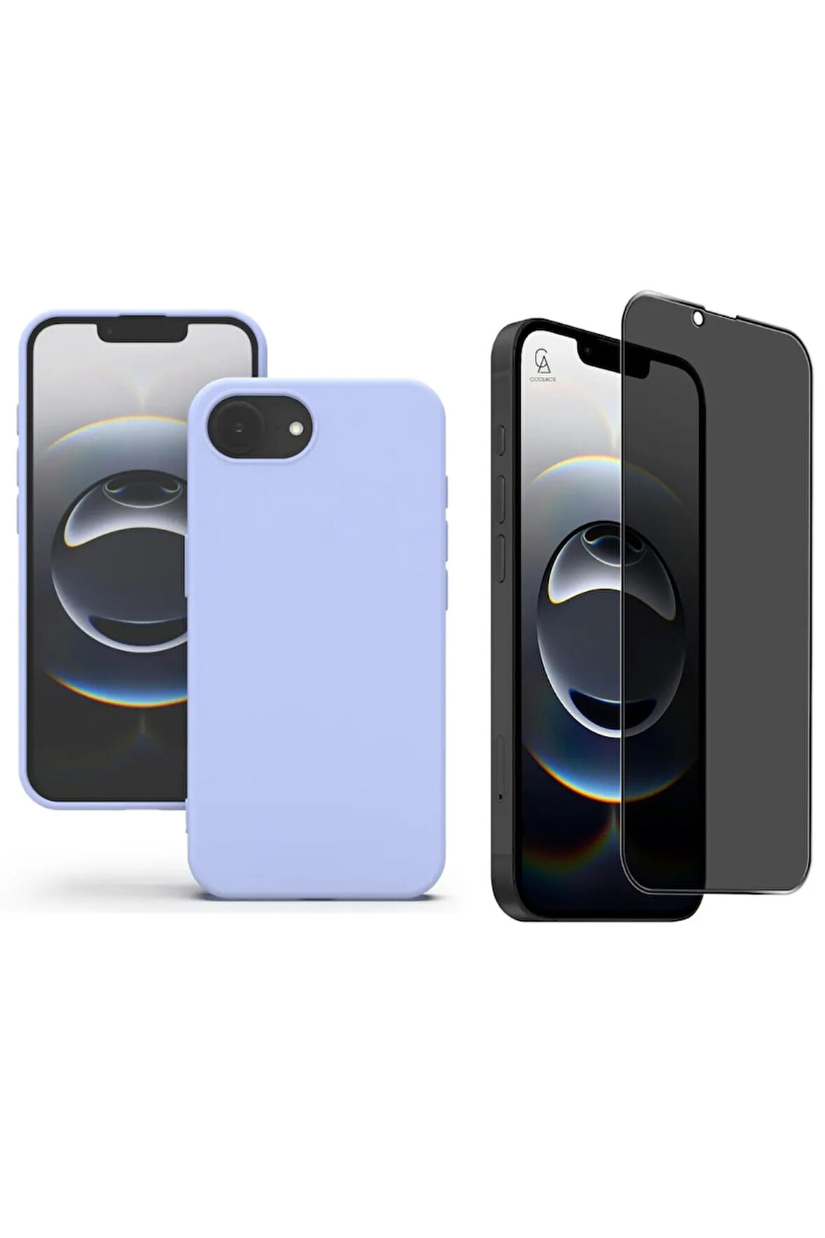 Apple iPhone 16E Uyumlu İçi Kadife Lansman Kılıf ve Hayalet Privacy Tam Kaplayan Cam Ekran Koruyucu