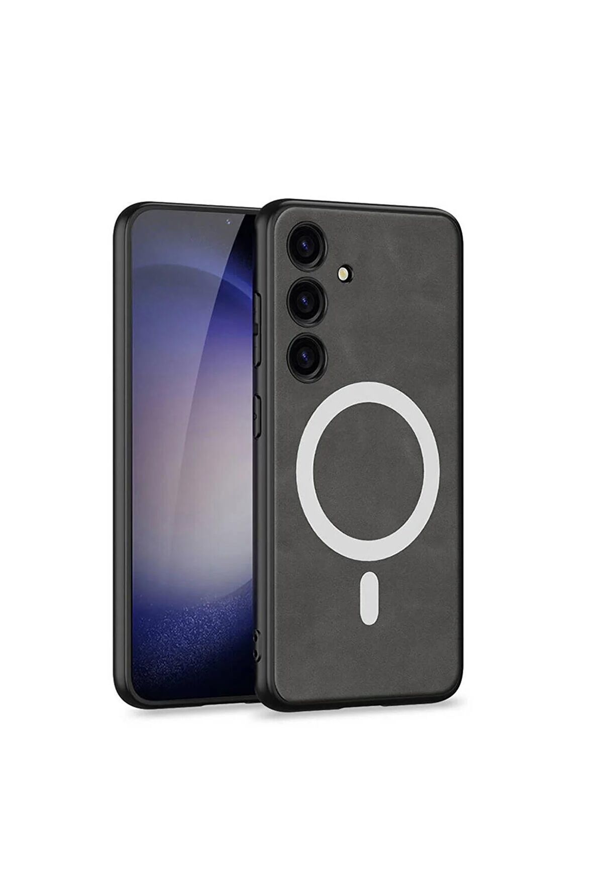 Samsung Galaxy S24 Uyumlu Nubuk Deri Magsafe Özellikli Cilt Dostu Telefon Kılıfı