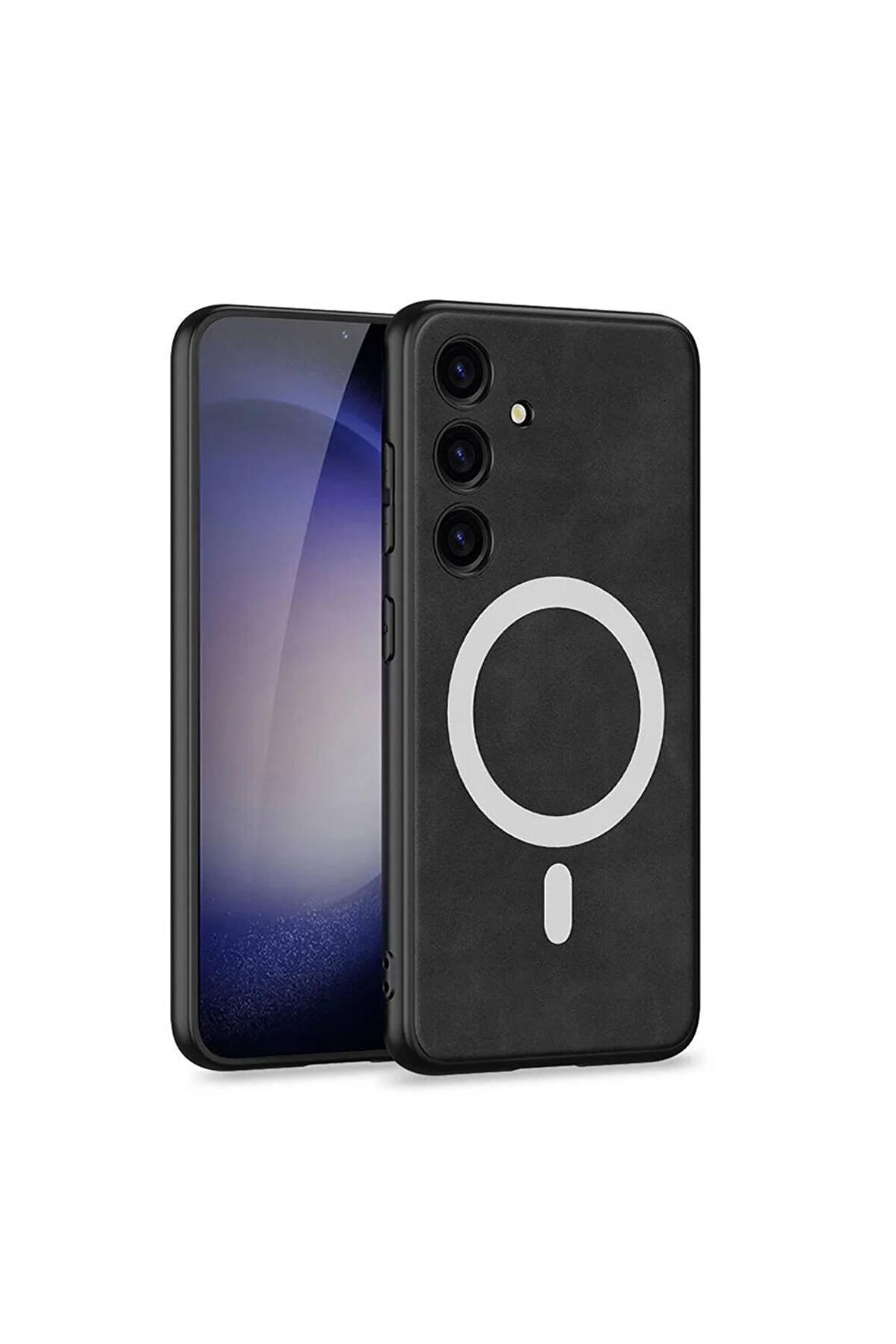 Samsung Galaxy S24 Plus Uyumlu Nubuk Deri Magsafe Özellikli Cilt Dostu Telefon Kılıfı