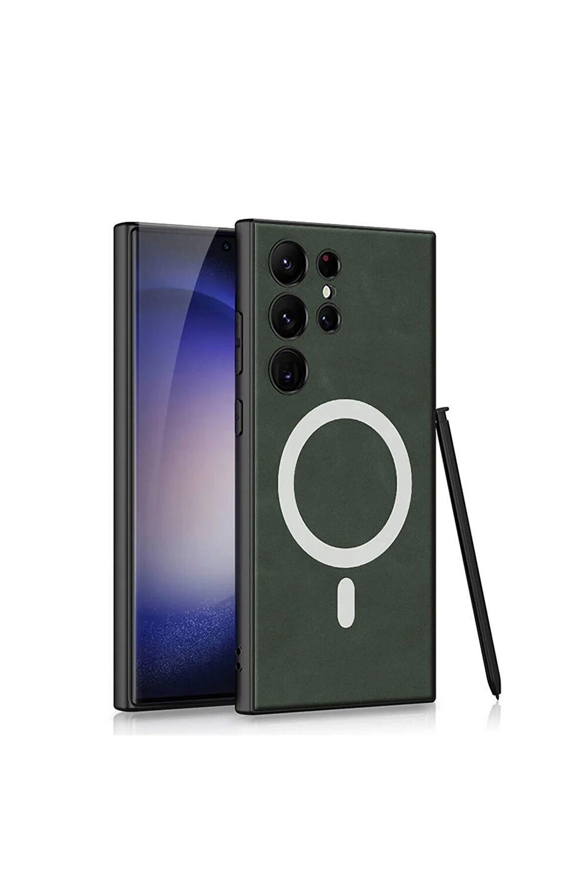 Samsung Galaxy S24 Ultra Uyumlu Nubuk Deri Magsafe Özellikli Cilt Dostu Telefon Kılıfı